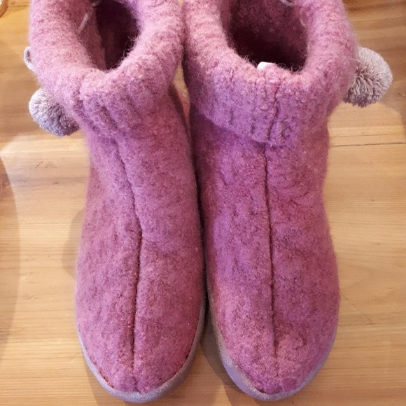 100% Wool Slipper Boots - Size 6 - Pink - Picture 1 of 4